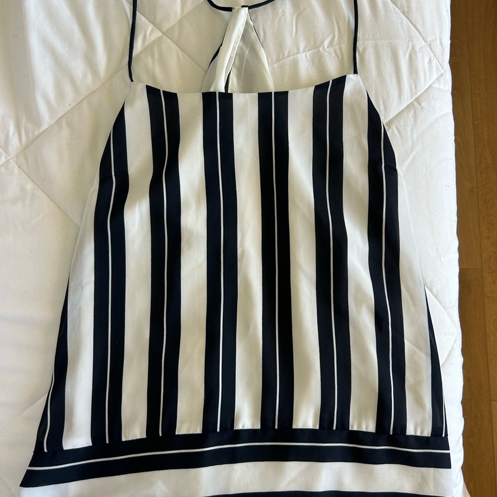 Banana Republic Black & White Vertical Stripe Halter Camisole